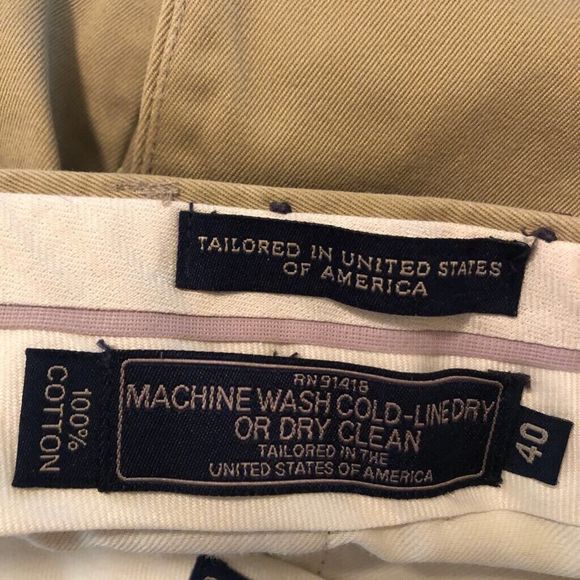 Robert Amerigo Mens Dress Pants Beige Slash Pockets Pleated Front Cotton 40x28.5 - Picture 5 of 6